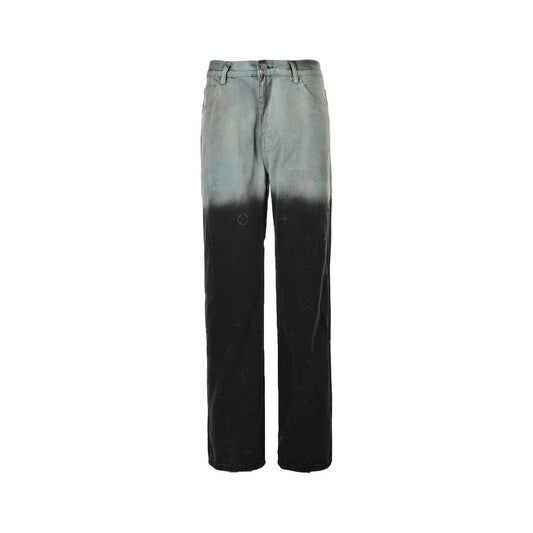 Jean 24Fw à motif floral brodé et dégradé