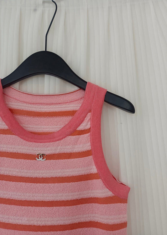 Gestreiftes Tanktop aus Frottee mit Mini-Emblem 