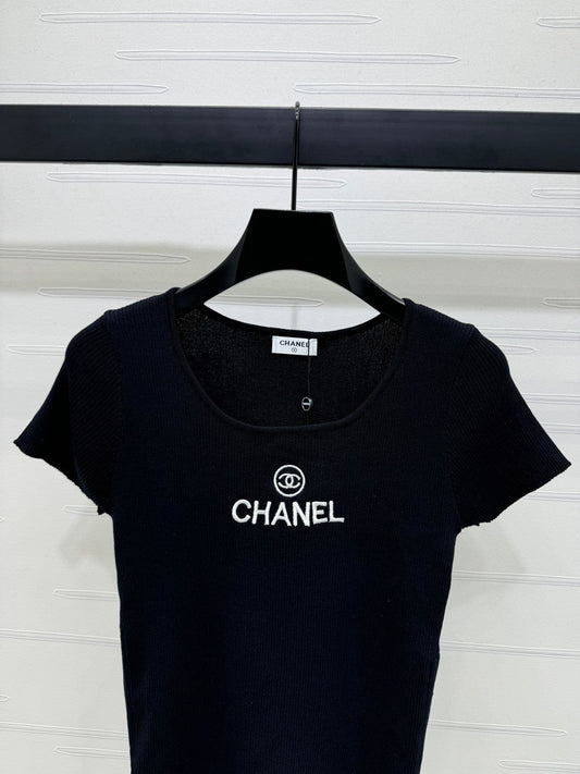 Ribbed Logo Tees with Side Drawstrings