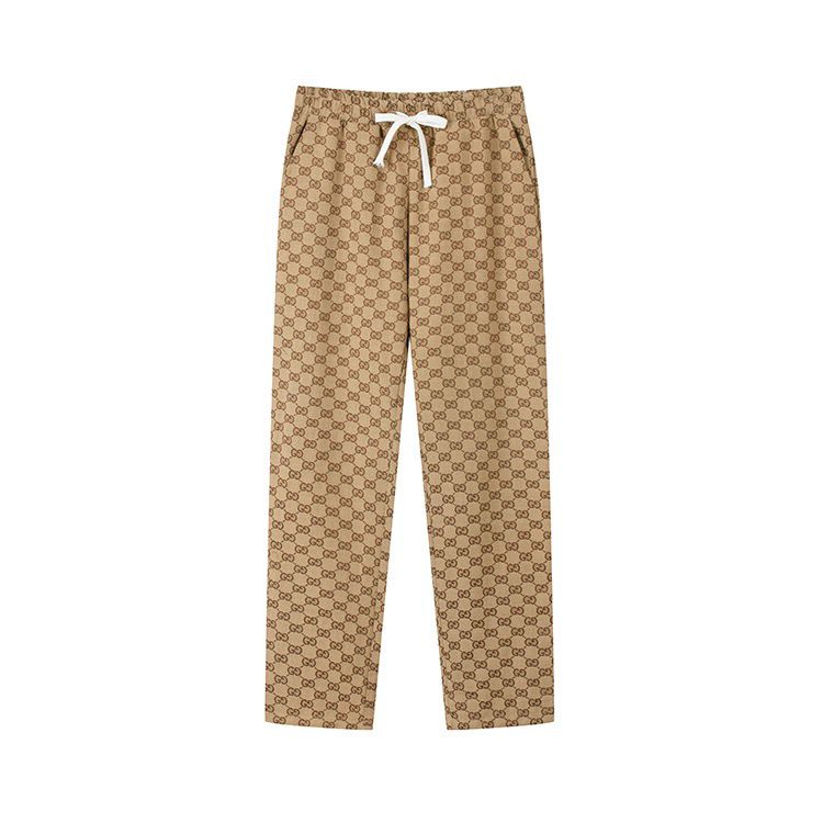 Freizeithose mit Tiger-Stickerei auf Leinwand