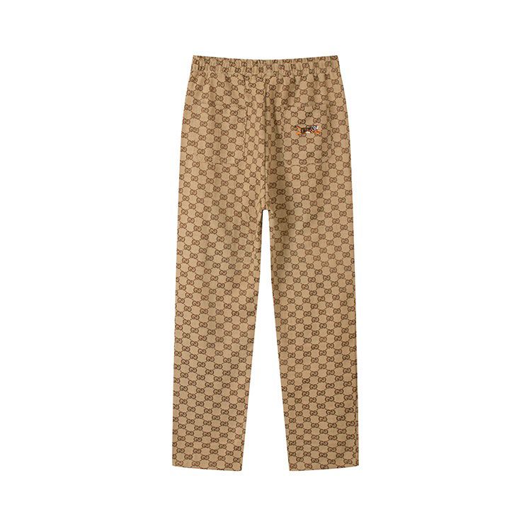 Freizeithose mit Tiger-Stickerei auf Leinwand