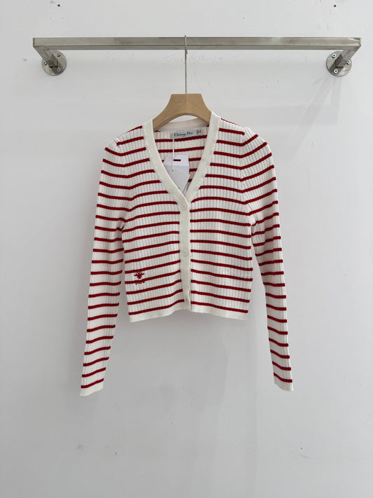 25 nouveaux styles de printemps et d'automne, petit cardigan en tricot rayé
