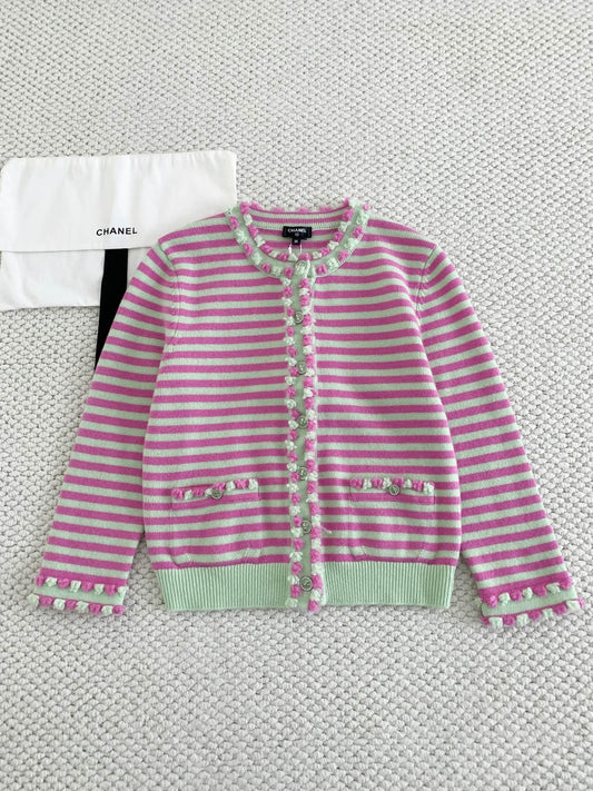 Colorblock Striped Cardigan (Cashmere)