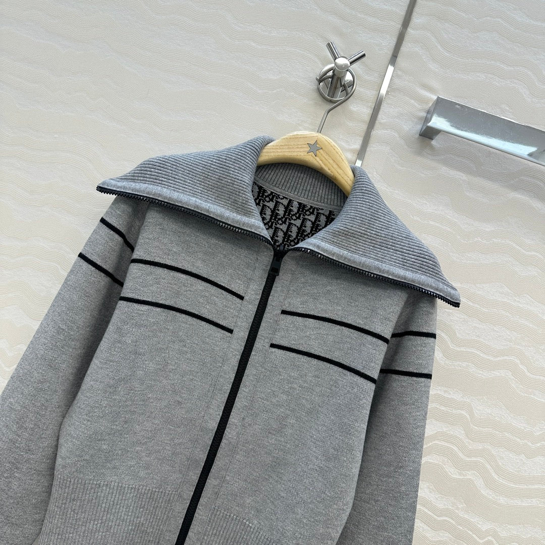 Veste zippée en cachemire à double face