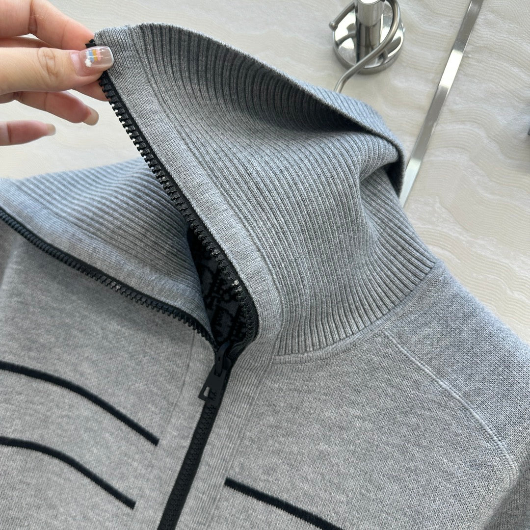 Veste zippée en cachemire à double face