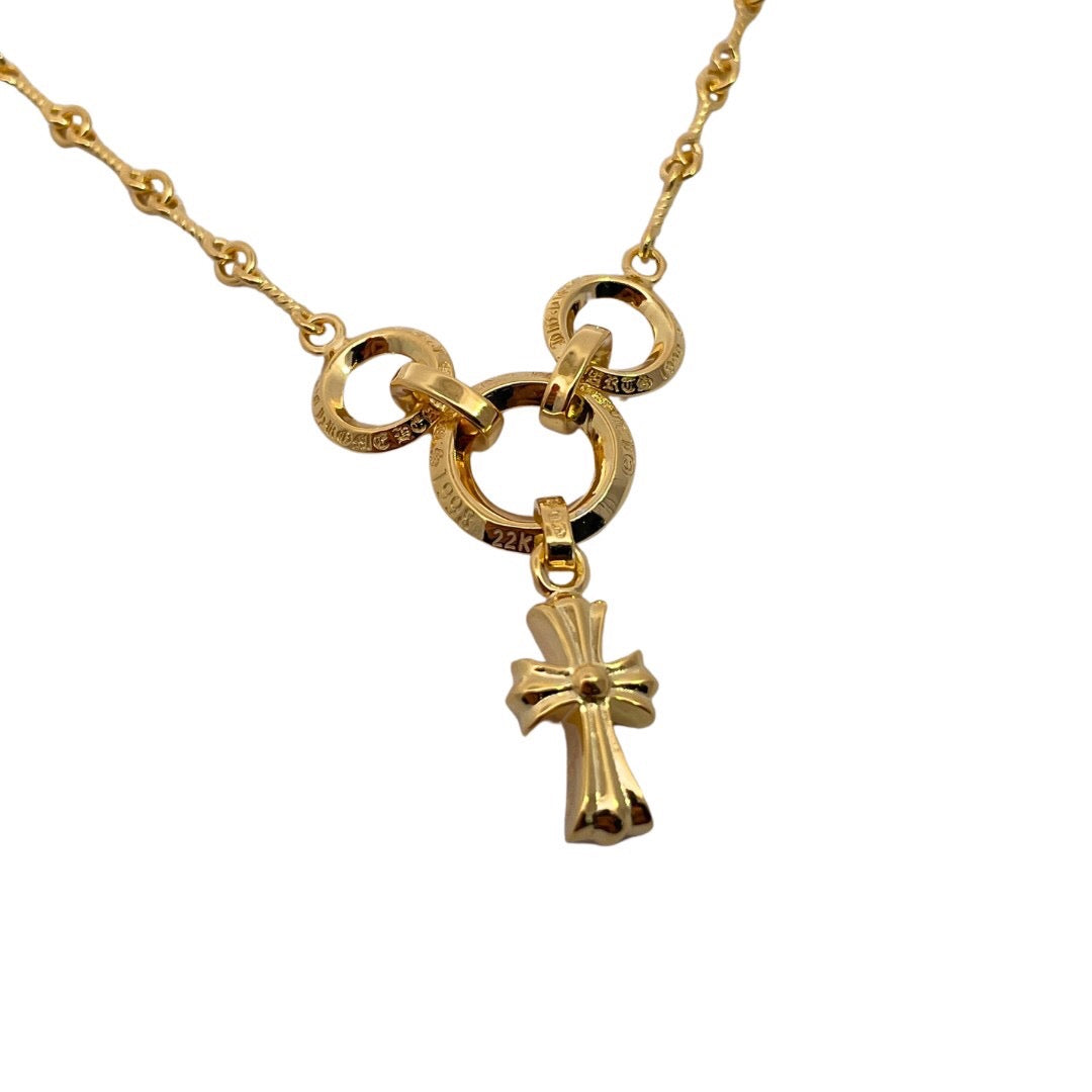 🔥🔥🔥24FW NEUE CHHES-Halskette mit drei Ringen und kleinem Kreuz