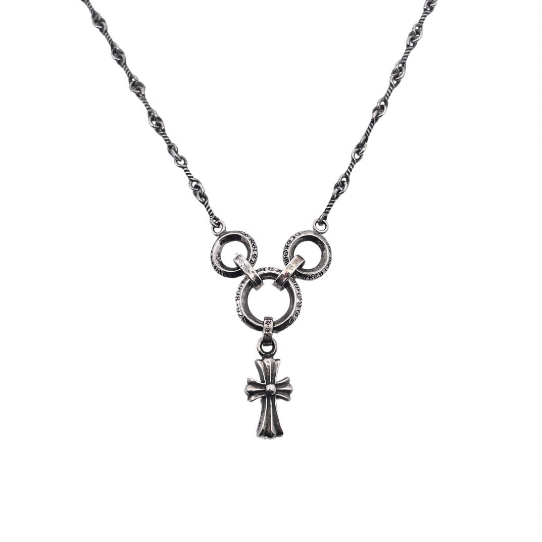 🔥🔥🔥24FW NEUE CHHES-Halskette mit drei Ringen und kleinem Kreuz
