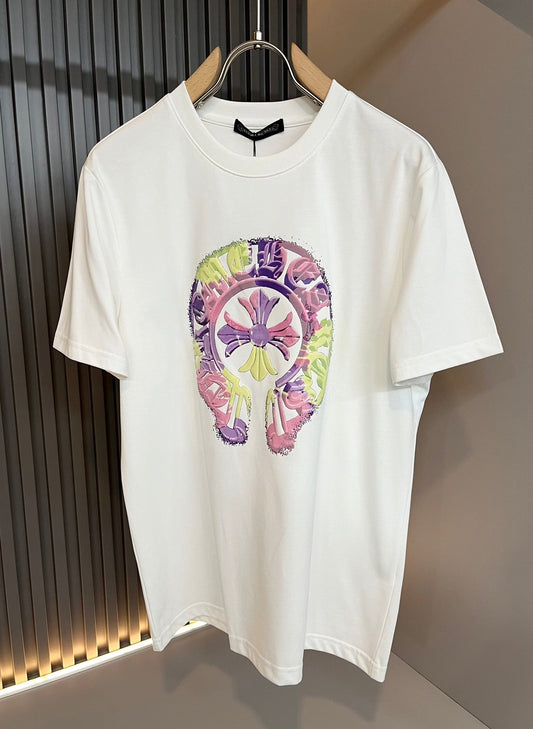 🔥🔥🔥24FW NOUVEAU T-shirt CHROME HEARTS LOGO coloré en édition limitée