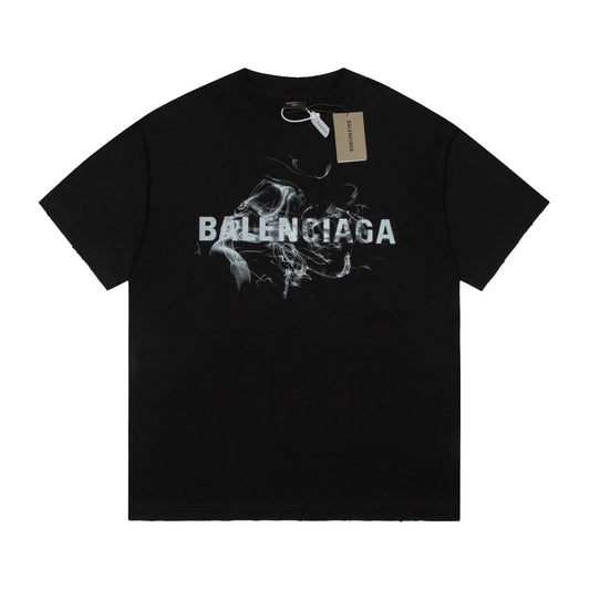 🔥🔥24FW BLCG T-shirt à lettrage brouillard vieilli