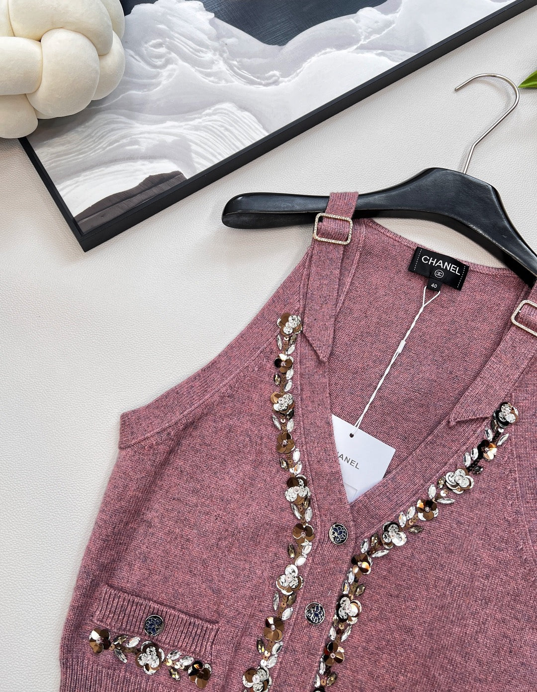 25SS new beaded knitted vest
