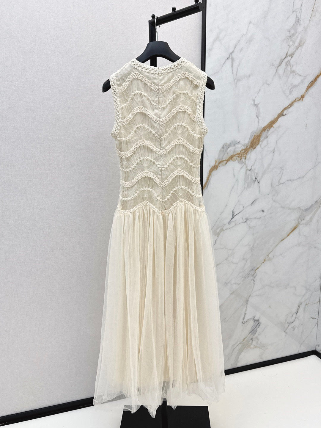C 25Ss Spring and Summer Latest Heavy Weaving Lace Splicing Tulle Dress
