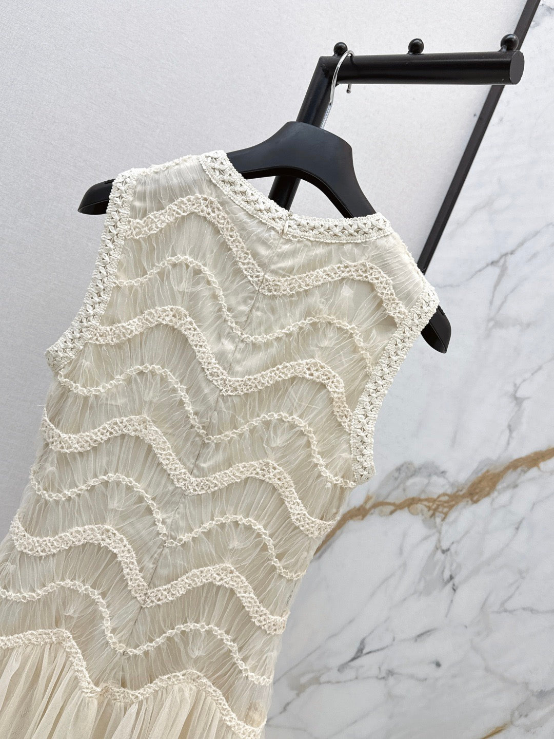 C 25Ss Spring and Summer Latest Heavy Weaving Lace Splicing Tulle Dress
