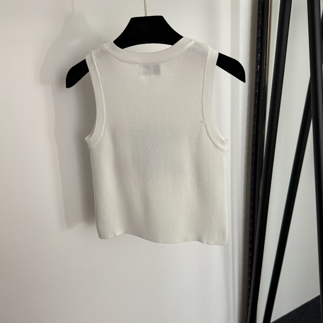 Sketch embroidered slim-fit knit vest