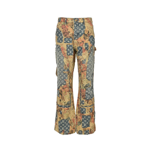 Vintage Patchwork Jeans mit Rosen-Blumenmuster