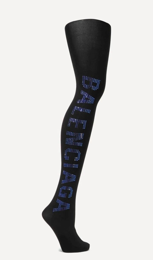 Strumpfhose mit Kristallverzierung in Blau